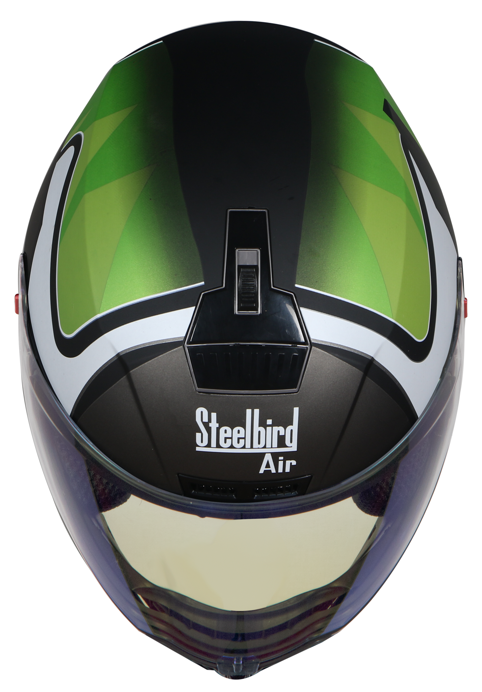 Steelbird SBA-1 Robotics ISI Certified Full-Up Helmet For Men And Women (Matt Black Green With Night Vision Rainbow Visor)